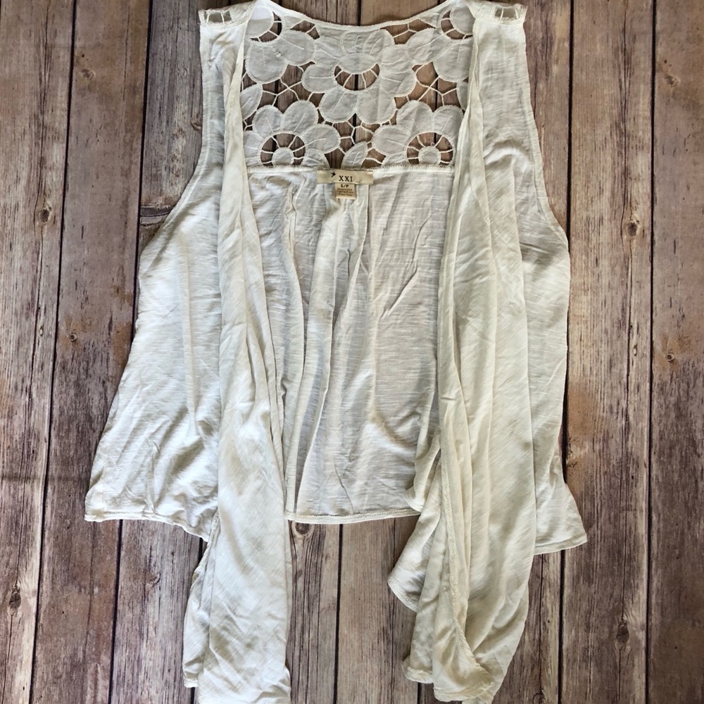 Cream Waterfall Style Embroidered Vest